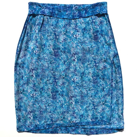 Carole Little Petites skirt size 4 blue boho vacation resort coverup faux wrap - Picture 6 of 8